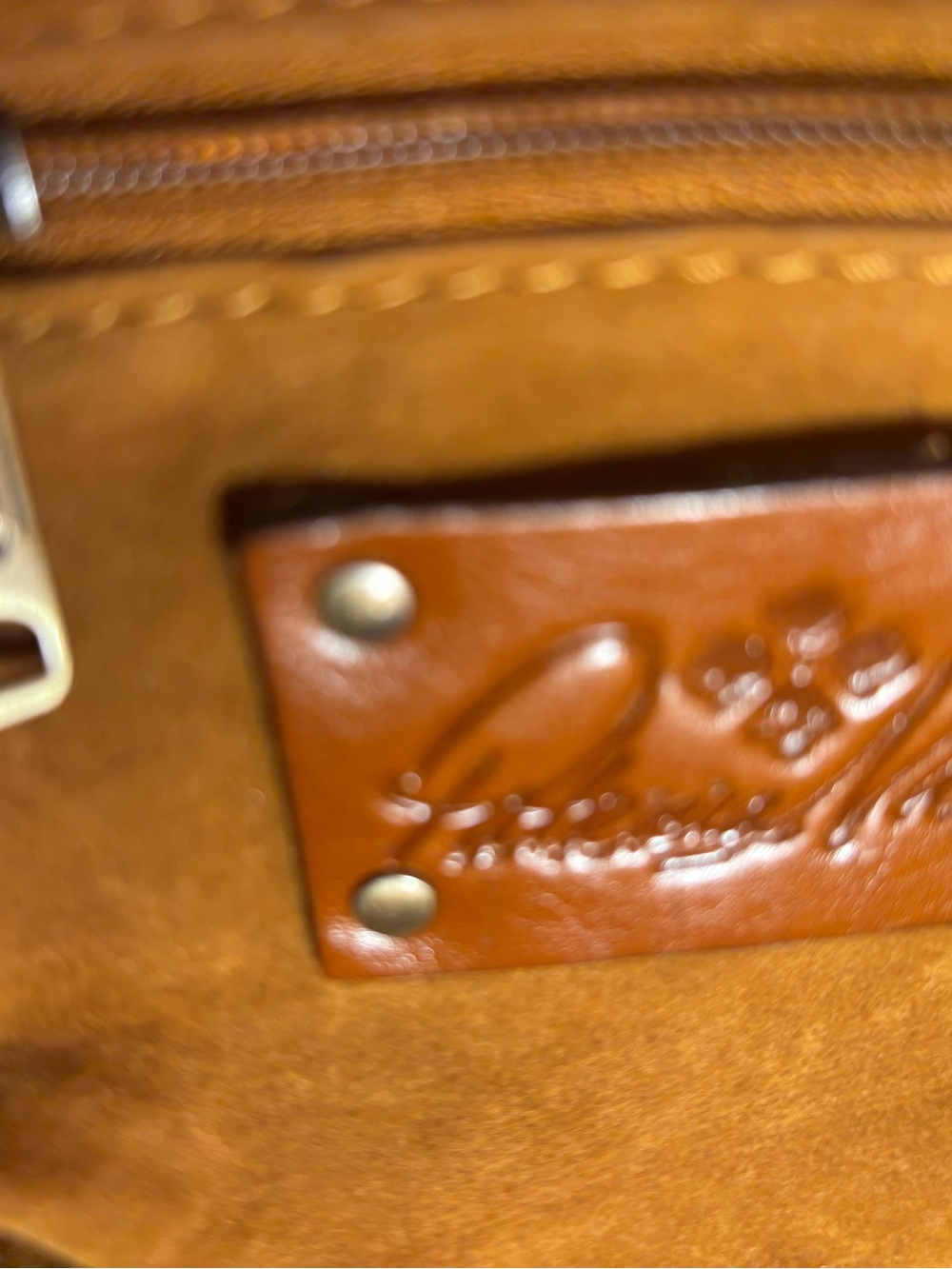 Patricia Nash Cognac Brown Leather Satchel with Brass Hardware - Picture 5 of 7